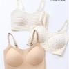 Traceless French Floral Heart High Value New Gathering Full Fixed Cup Soft Support Bra Cover