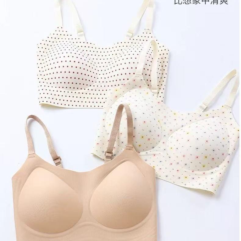 Traceless French Floral Heart High Value New Gathering Full Fixed Cup Soft Support Bra Cover