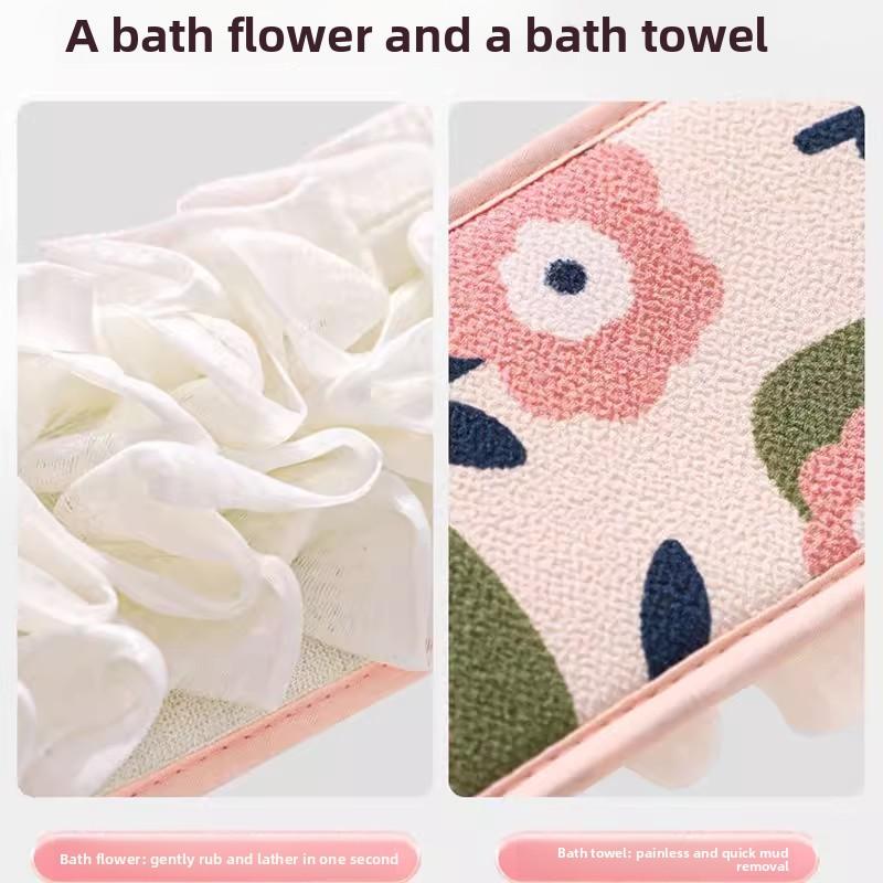 Bath towel Ladies strong bath rub back bath towel Bathroom Bathing Flower Pulling Back Strip