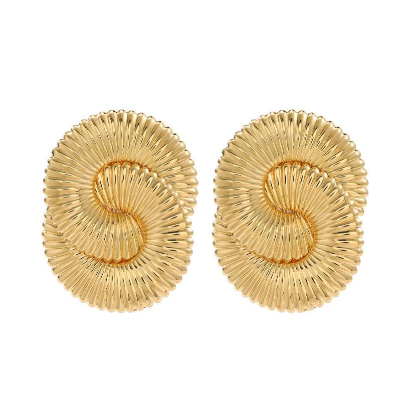 Geometric Twisted Wave Earrings Women Gold Alloy Statement Jewelry Gold