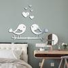 Acrylic Branch Bird Love-shape Mirror Sticker 3d Waterproof Self-adhesive Diy Valentine Day Decoration Mirror Wall Sticker