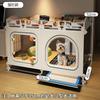 Small Dog Crate with Separate Toilet Area Puppy House for Teddy Bichon Pet Bedroom Kennel Cozy Puppy Home with Removable Tray