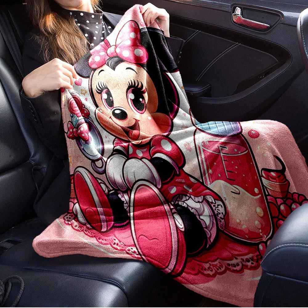 1pc Flannel Bedding Cover Blanket - Cute Minnie Design, Soft and Warm Sofa