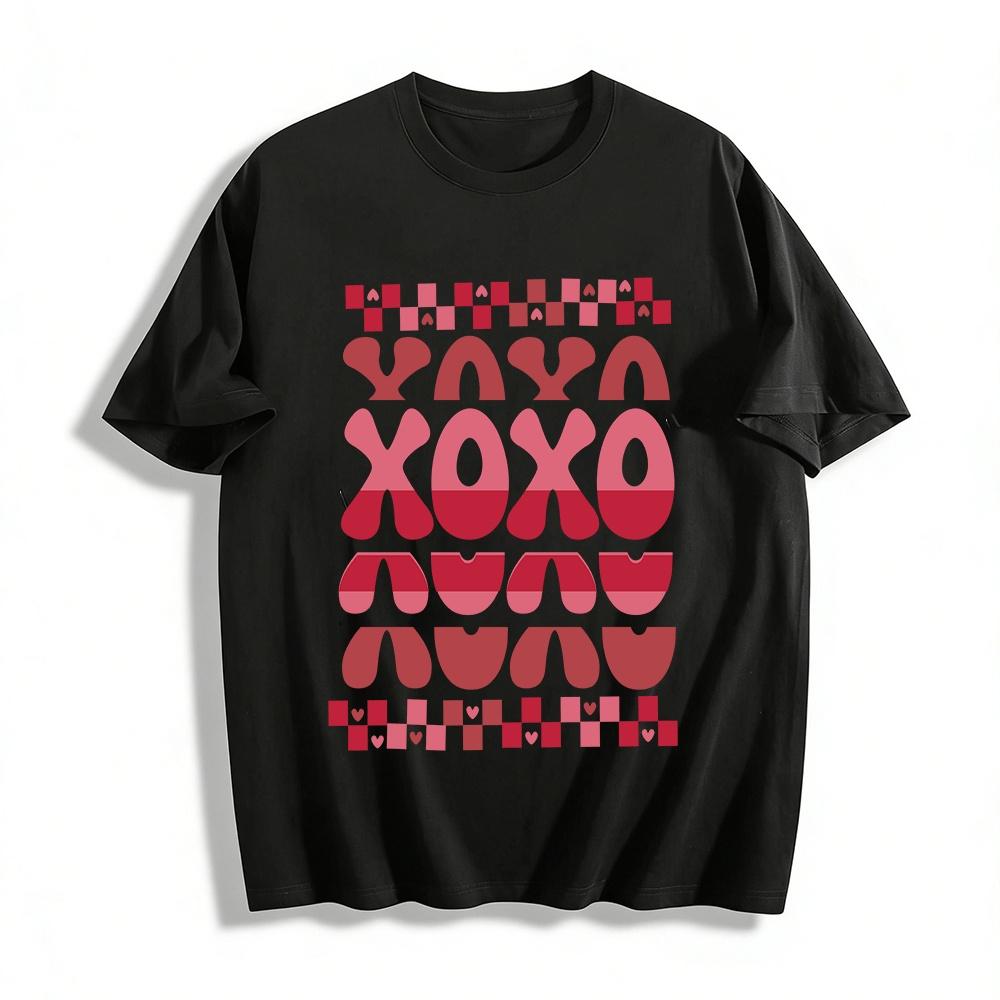 XOXO Valentine s Day Graphic Tee Cute Heart Hug Kiss Print Top Pure cotton T-shirt XXS