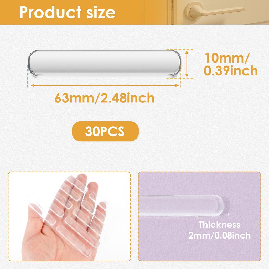 30PCS Self Adhesive Silicone Clear Wall Bumpers Door Stoppers Versatile Door Silencers Drawer Door Cabinets Anti-collision Pads
