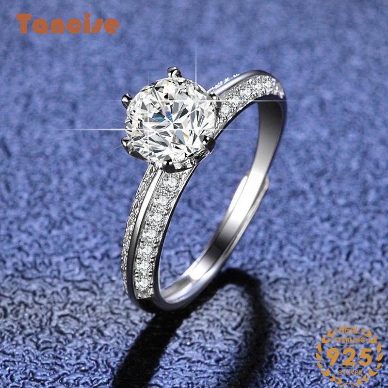 Tancise Classic Moissanite Silver Ring Ladies Jewelry Wedding Promise Party Gift_voghion.com