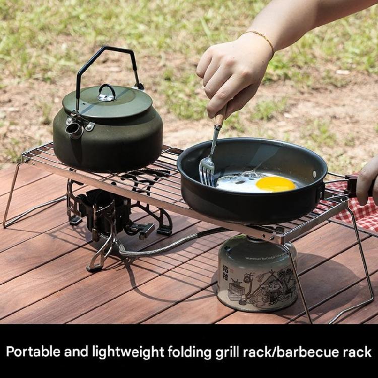 Camping Holder Stainless Steel Folding Grills Backpacking Stove Metal Texture for Camping with High Load Capacity