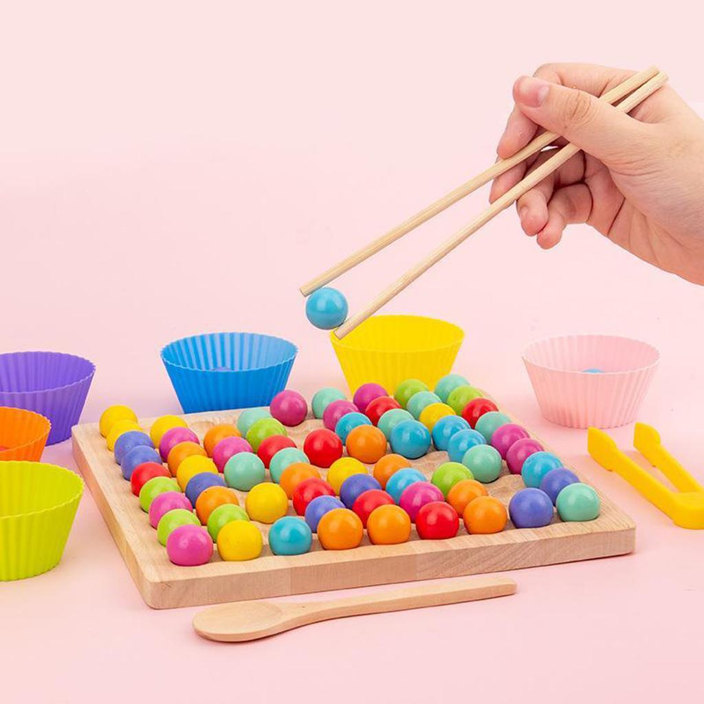 Wooden  Games Set Dots  Beads Board Games Toy  Clip Beads Puzzle