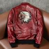 Mens Waxed Full Grain Leather Jacket Indian Flight Short Bomber Vintage Fashion Coat