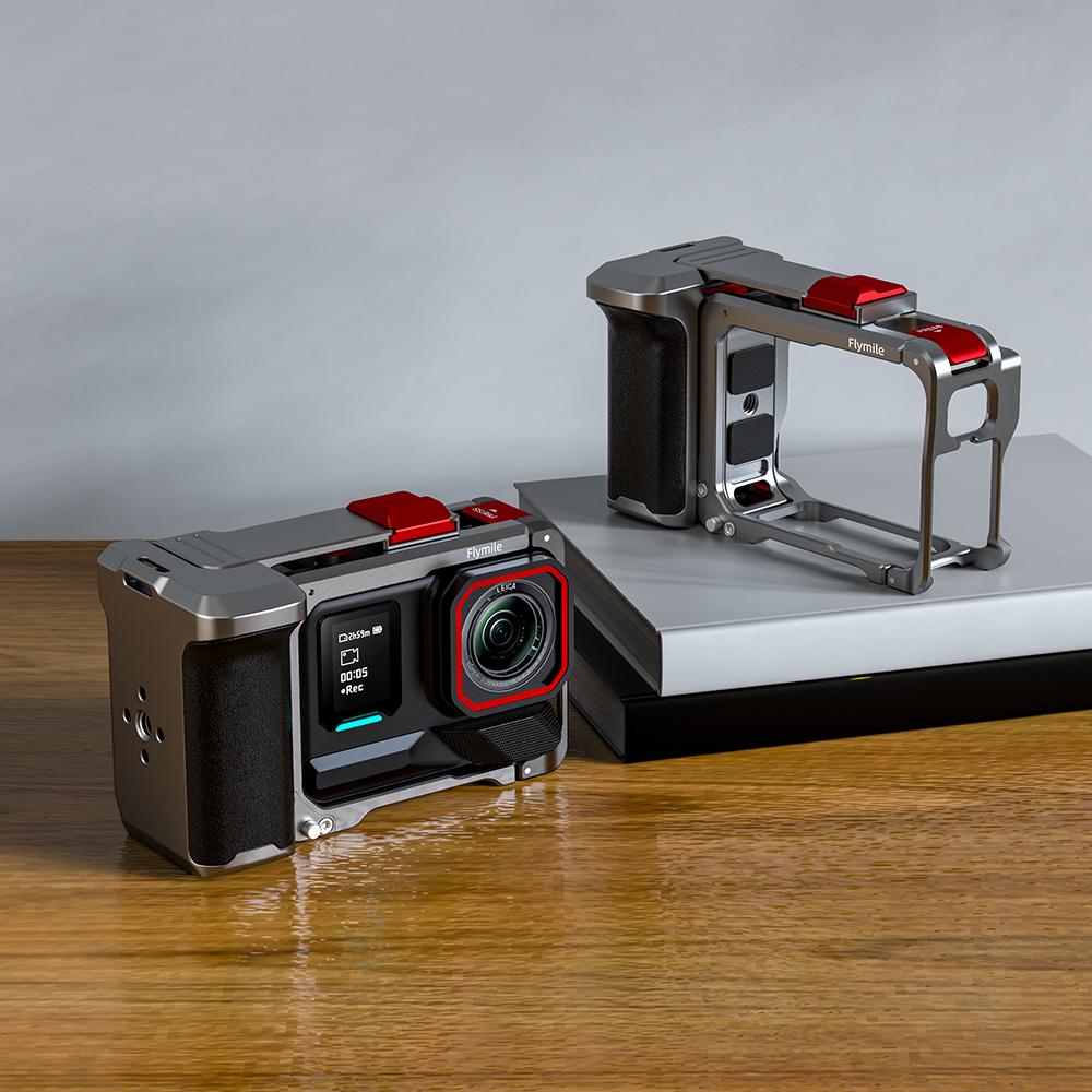 Pro kameru Insta360 Ace Pro/Ace Pro 2 Rukojeť Rychloupínací klec z hliníkové slitiny, Přenosný ruční rámový spouštěcí kit