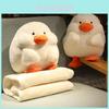 Cartoon Duck Warm Hand Pillow With Flannel Blanket For Office Napping And Travel Comfort