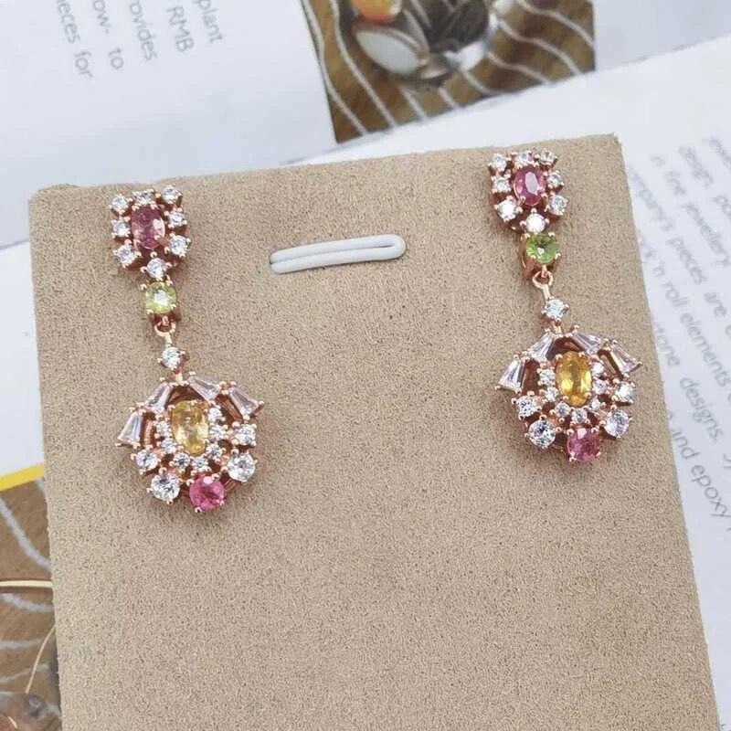 Sace Gems Earring for Women 925 Sterling Silver Natural Tourmaline Stud Earrings Wedding Party Fine Jewelry Eardrop Gift