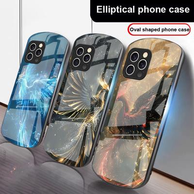 Goldener Phönix Entfaltet Für IPhone 16 Pro Max 16e 15 Pro 14 13 12 Mini 11 XS Max XR 7 8 Plu SE 22 Elliptische Glas Handyhülle