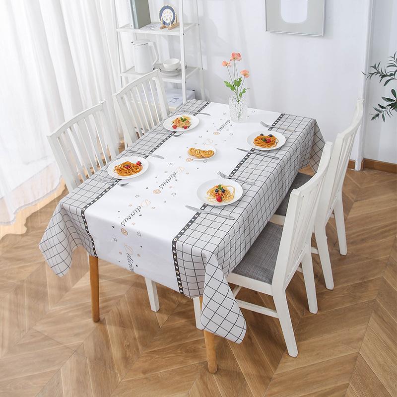 Home Tablecloth, Anti-scalding, Waterproof, Oil-proof, No-wash PVC Plaid Coffee Table Table Mat, Dormitory Tablecloth