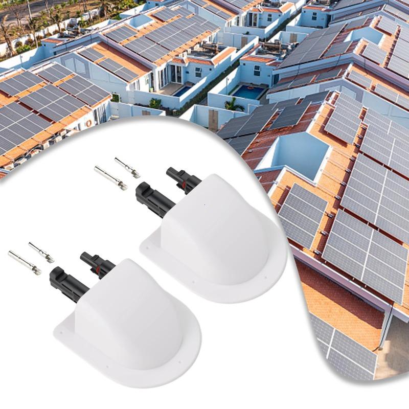 4Pcs Waterproof Car Junction Box Solar Panel Cable Entry Gland Sealing Box Double Hole Curved Connector for RV Caravan Boat