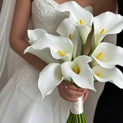 5Pcs White Artificial Flowers Bouquet Calla Lily Fake Flowers for Home Room Decor Wedding Bridal Decoration Vase Ornament
