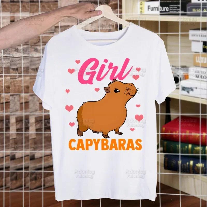 

Футболка мужская с коротким рукавом в стиле стритстайл, повседневная, с милым мультяшным животным капибарой, свободная, с круглым вырезом 4XL