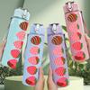 1PC Vertical Strawberry Slices 750ml Color Plastic Sports Water Bottle Leakproof Flip Straw Lid Suitable for Sports Office Home Use