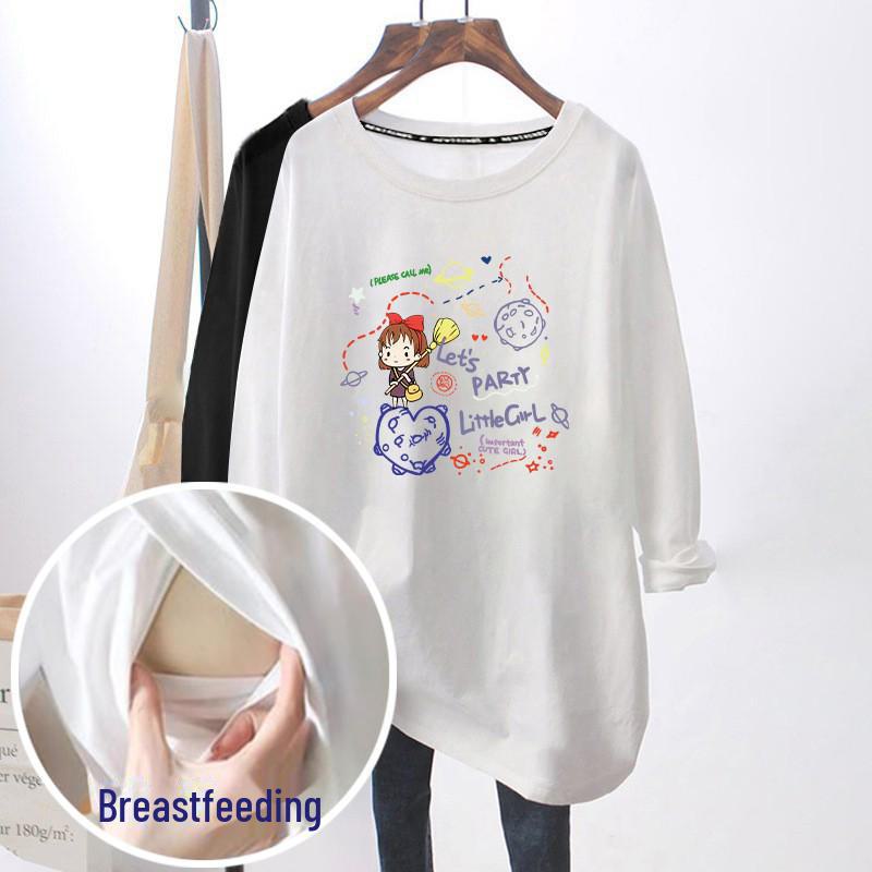 

Стильные топы для беременных и кормящих мам на осень/зиму - модные футболки для кормящих мам, универсальная нижняя одежда больших размеров Large (L)