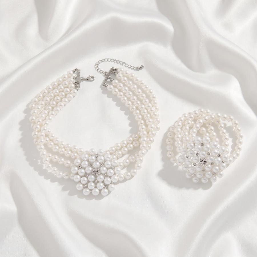 European and American jewelry fashion multi-row elastic pearl beaded wide necklace bracelet niche design jewelry bracelet