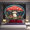 Landscape Wall Tapestry Red Spotted Fly Agaric Mushroom Forest Folk, Black Red, Wide Decor for Adult Bedroom Gift