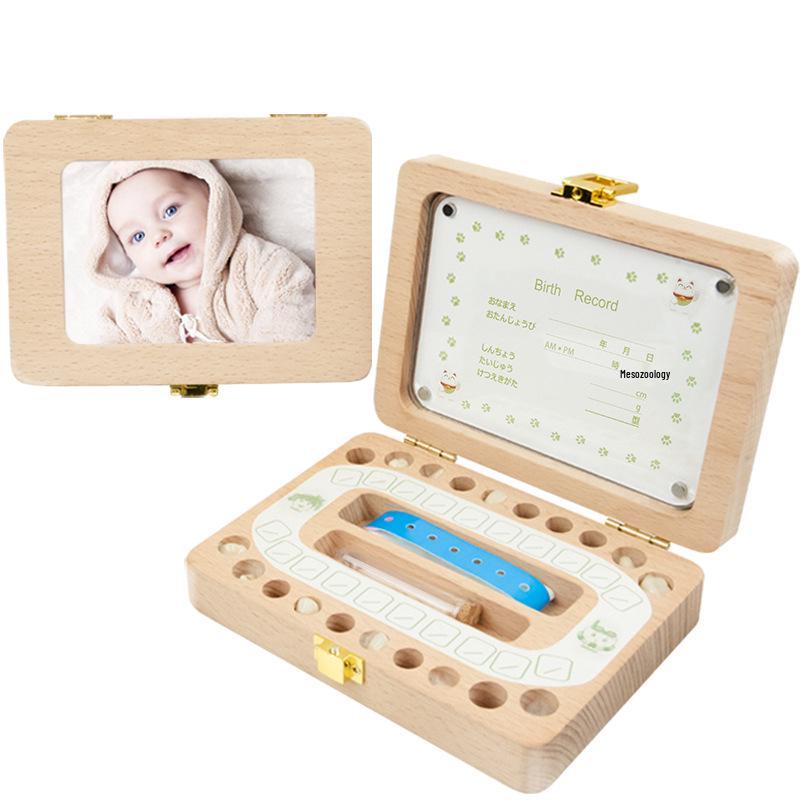 Cross-border Wooden Lanugo Baby Teeth Storage Box - English & Japanese Design