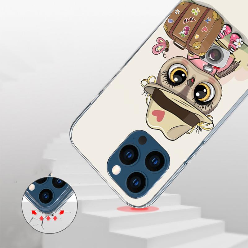 Cute Owl Hearts Lover Phnoe Case for Iphone 17 Air 16 11 12 13 Mini 14 Plus 15 Pro Max 7 8E SE 2020 16ProMax Phone Cover Coque 1