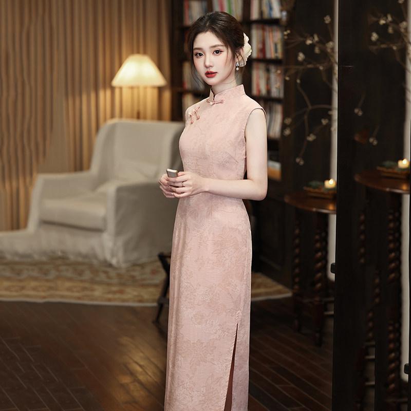 Pink Sleeveless National Style New Chinese Suzhou Long Cheongsam Improved Young 1011 New Women's High Sense Daily