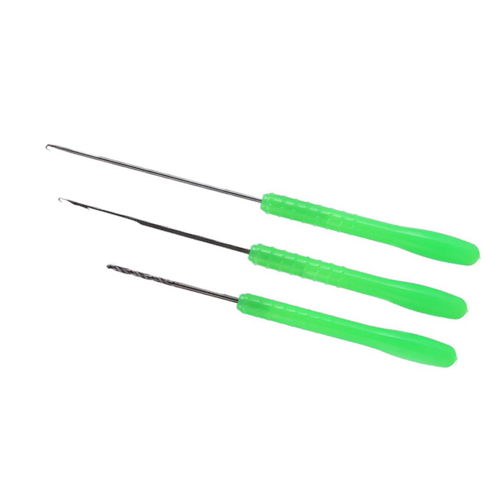 High Carbon Steel 3 in 1 Fishing Bait Needle Tool Set Drilling Hook Needle For Making Rigs