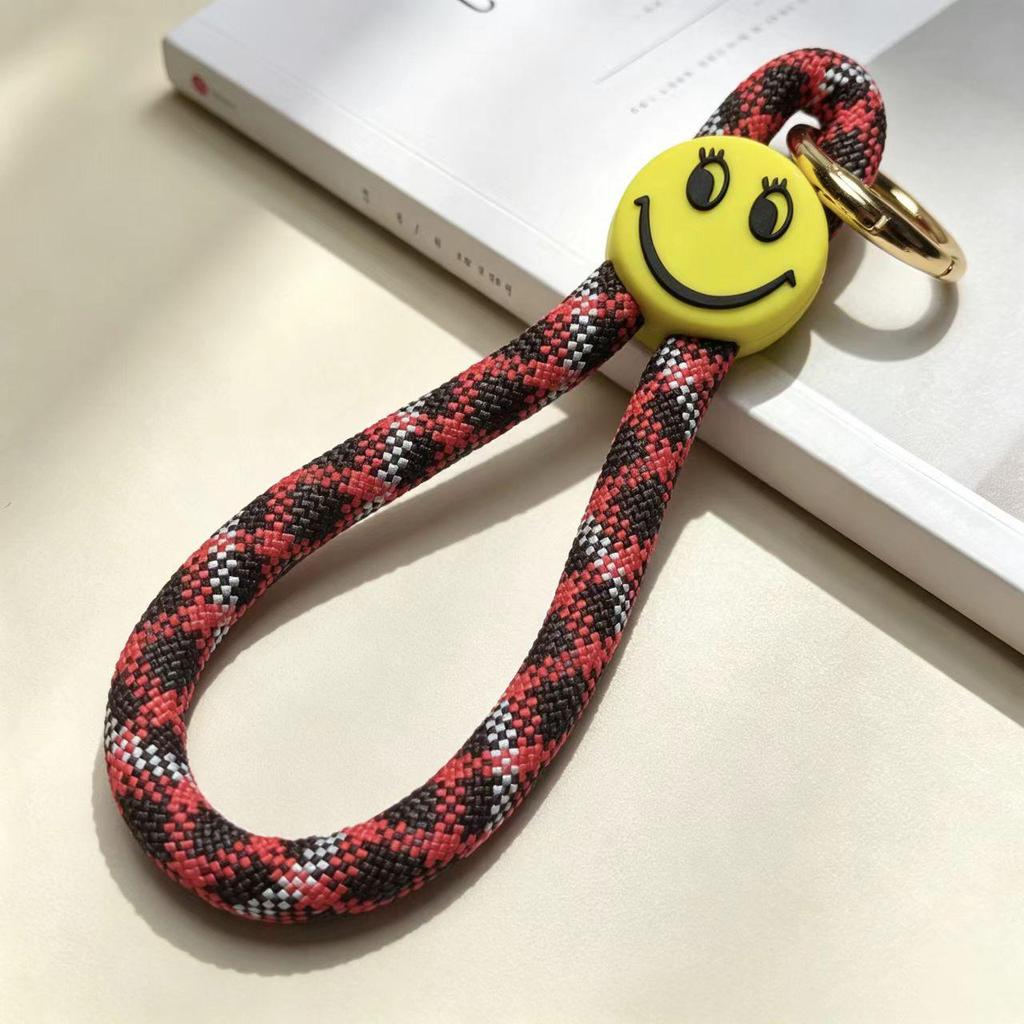 Durable Woven Phone Lanyard with Smiley Keychain Pendant