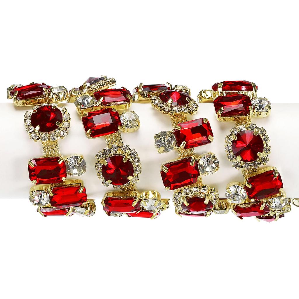 Uxcell Strass-Krallenkette, 91,4 cm breit, Blumen-Diamant-Kristallkordel, Zierkette für Halsketten, Bänder, Stoffzubehör, Goldrot, 2,2 cm +