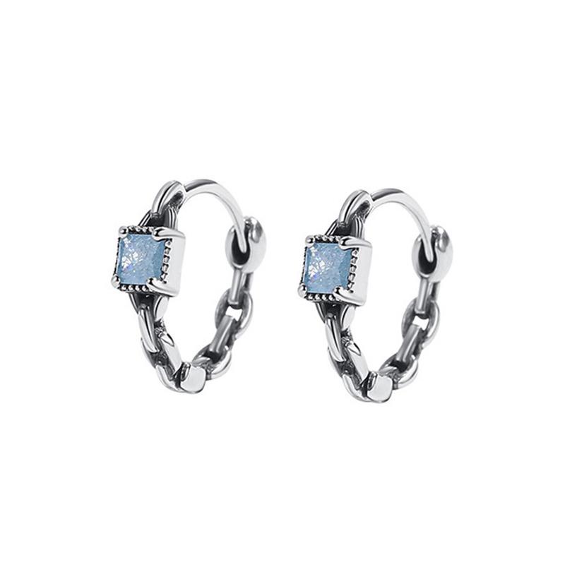 Fangtang Earrings Blue Diamond Chain Vintage Earrings