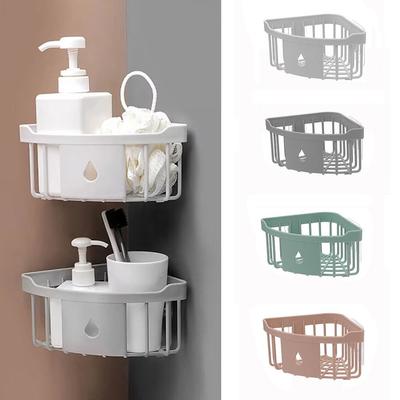 Plastic Storage Rack Organizer Punch Free Corner Organizer Hollow Design Shower Shelf  Kitchen