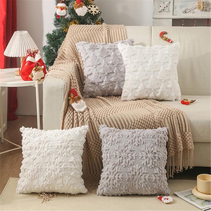 Christmas Cushion Cover Short  Throw Pillow Case Soft Plushie Sofa Pillowcase Cushion Cover Square 1PC