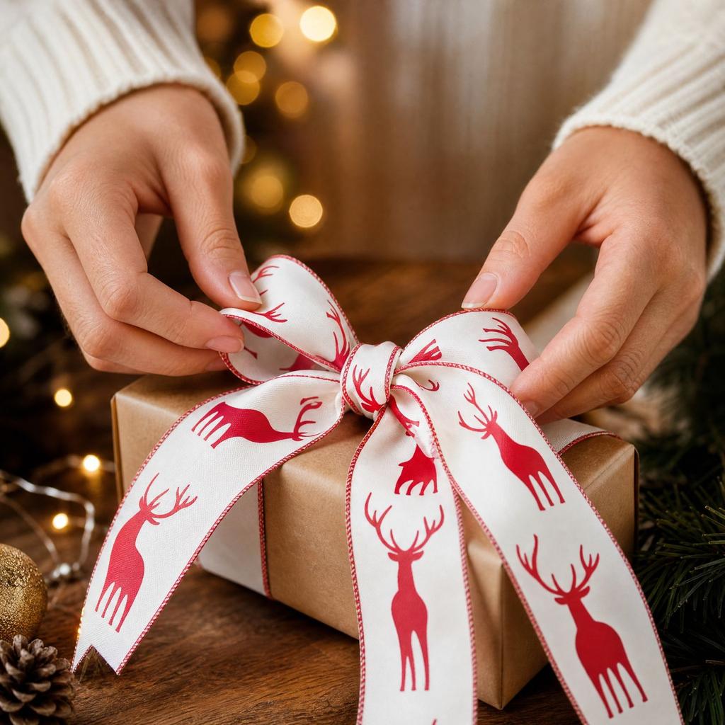 Christmas Ribbon, 6 Width and 5 Meter Length with for Holiday Party Venue Decorations