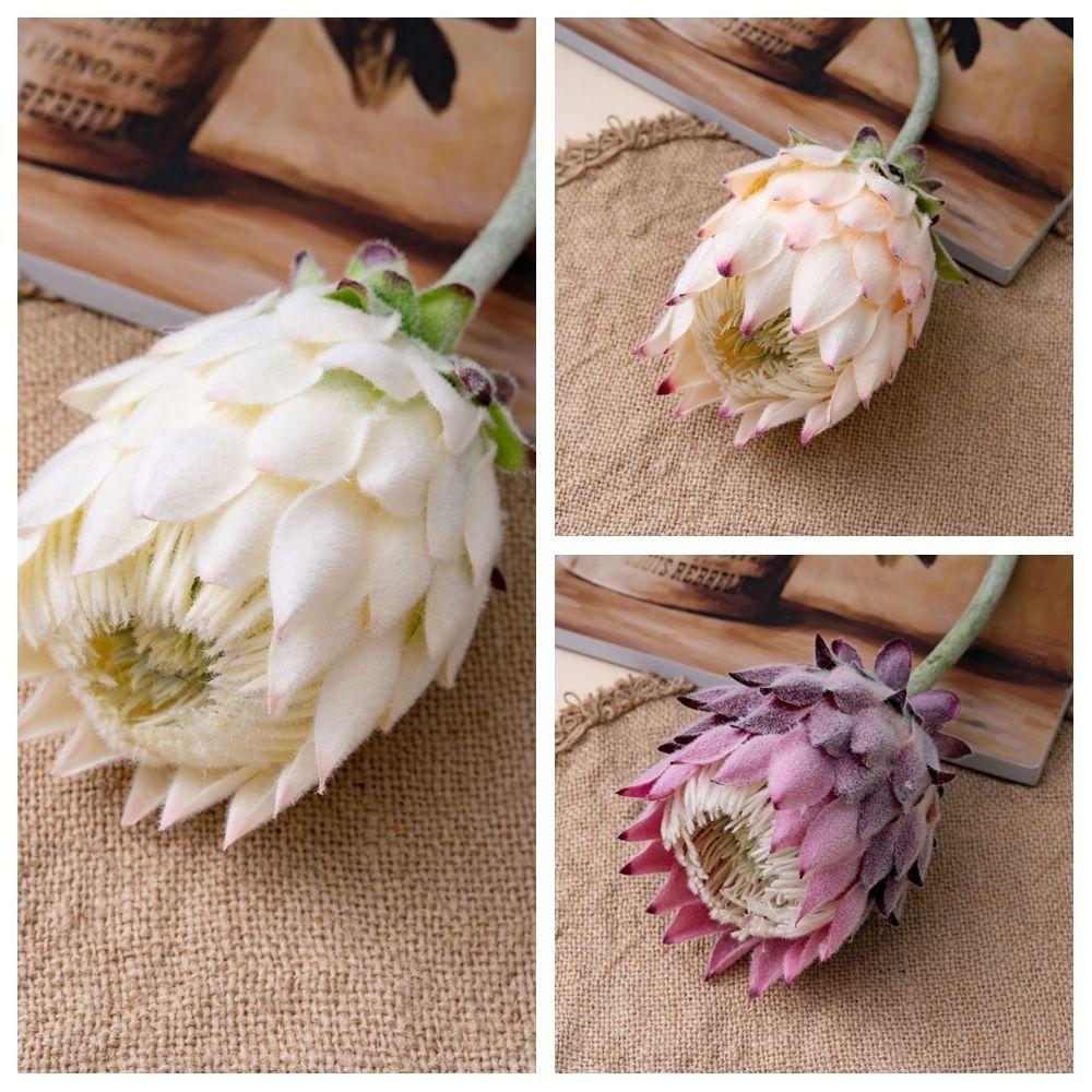 Large Size Artificial Flower Multicolor Lifelike Artificial Artichoke Flower DIY flocked Nordic Thistle Flower Photo Props