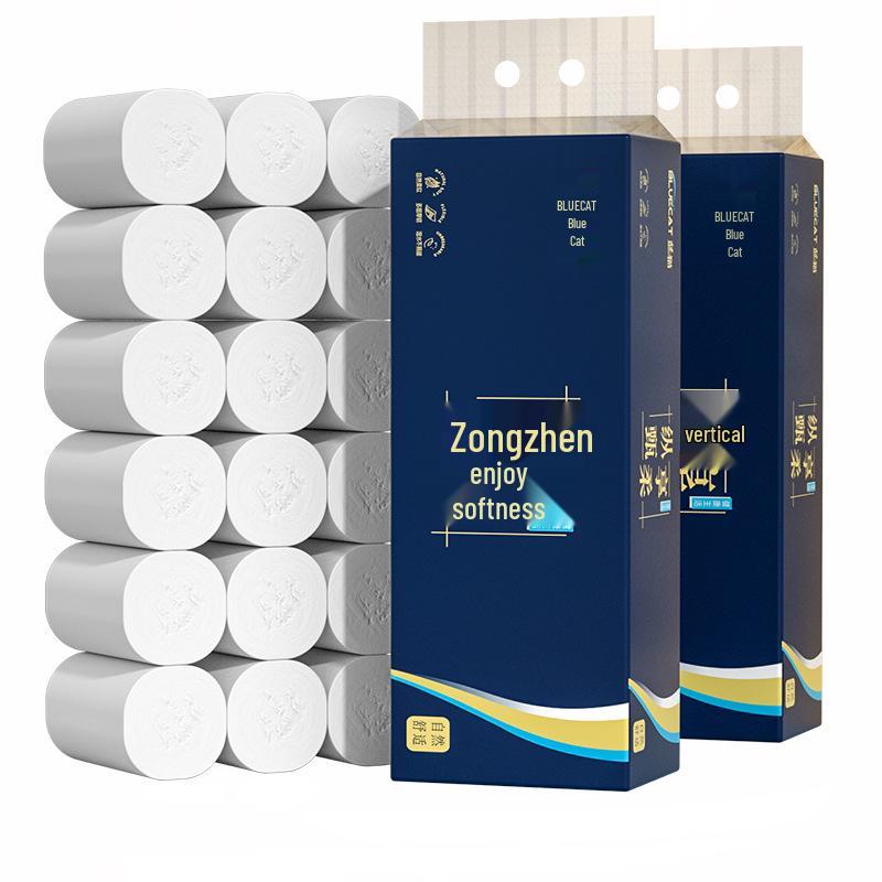 Blue Cat 12er-Pack Verdicktes Toilettenpapier - 800g Großrollen für den Heim- und Gewerbegebrauch
