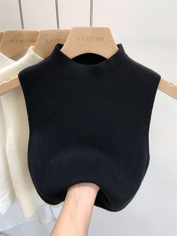 Women's Half-High Neck Sleeveless Knit Sweater Top
