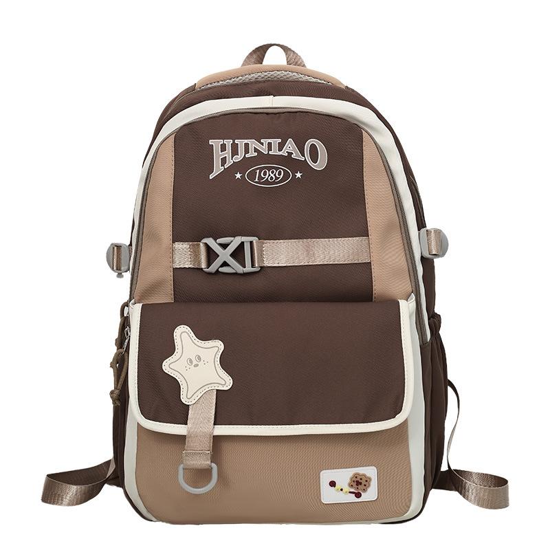 Winter New Contrasting Color Backpack Large Capacity Lightweight Fashion Burden Reduction Versatile School Bag Design Sense Student Backpack