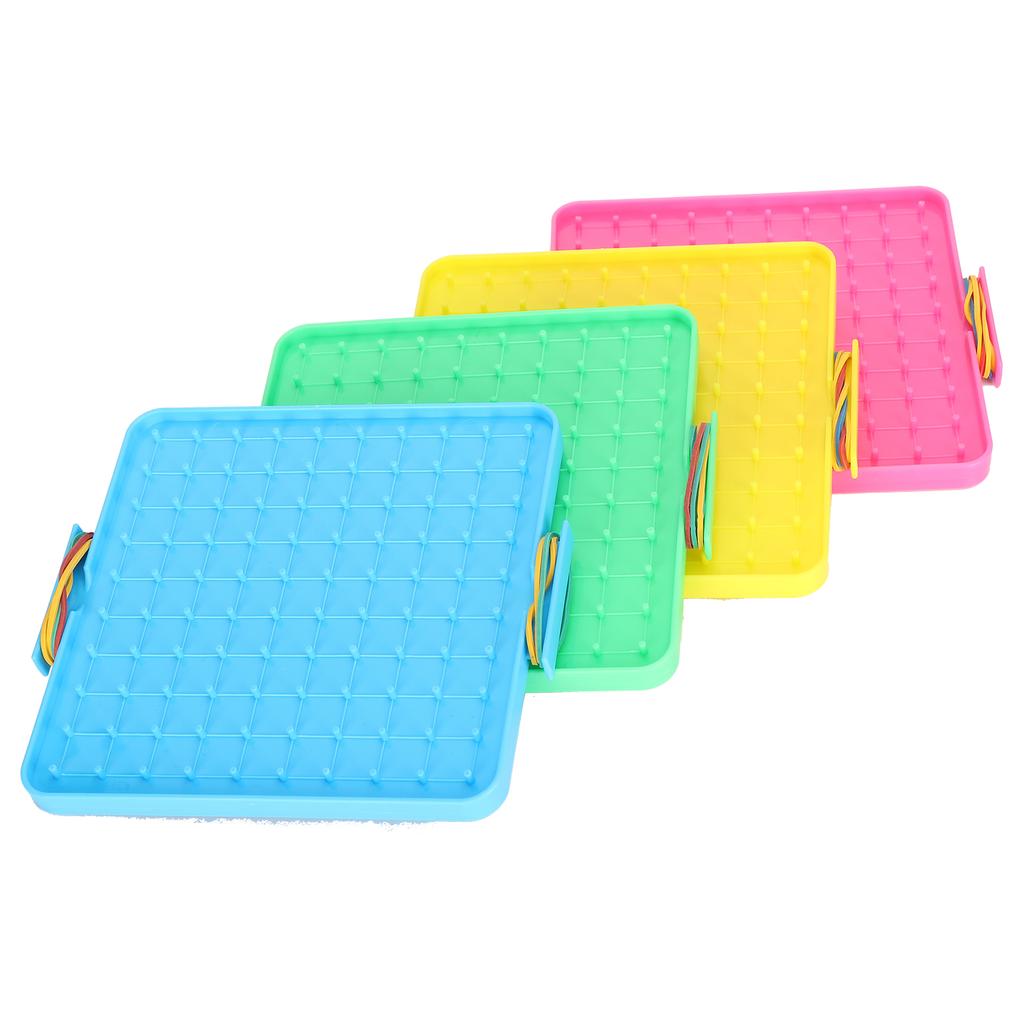 4 stk Spikerbrett Leketøy Farge Pegboard Gummibåndsett Handson Evne Trening Læremidler
