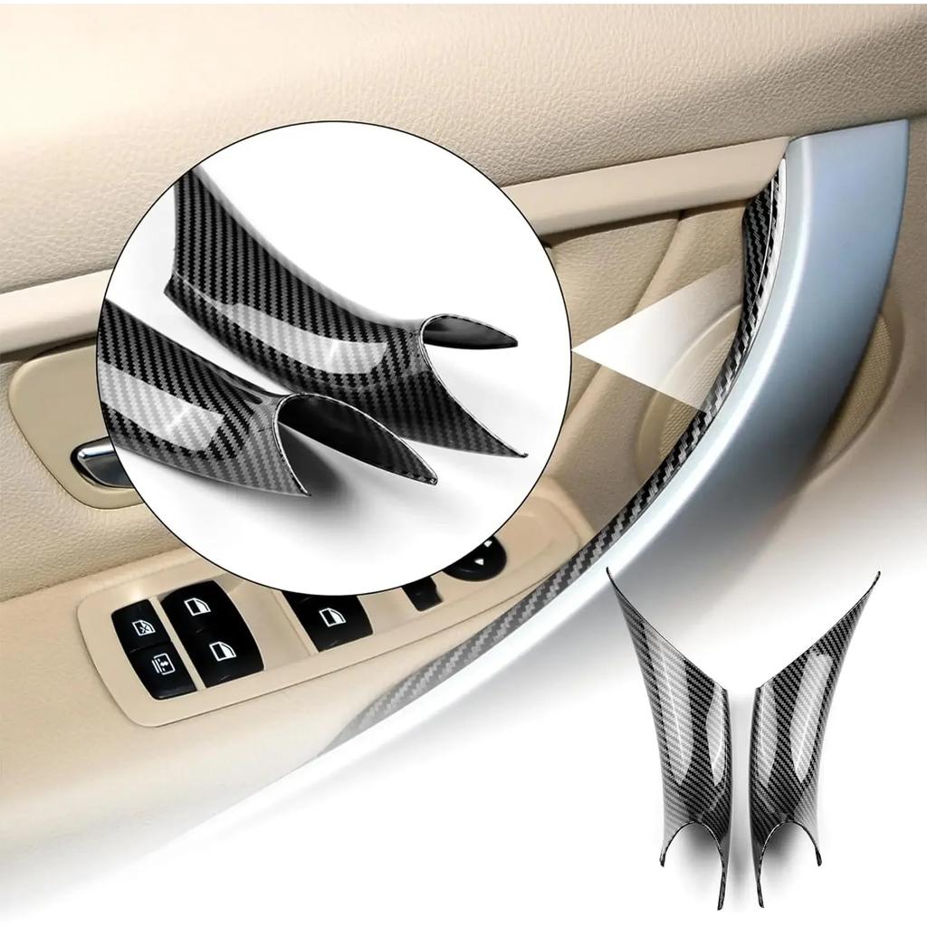 Car Door Handle Panel Cover for BMW 3 4 5 Series G30 G31 2017-2023 Door Pull Handle Cover Carbon Fiber Pattern Auto Accessories