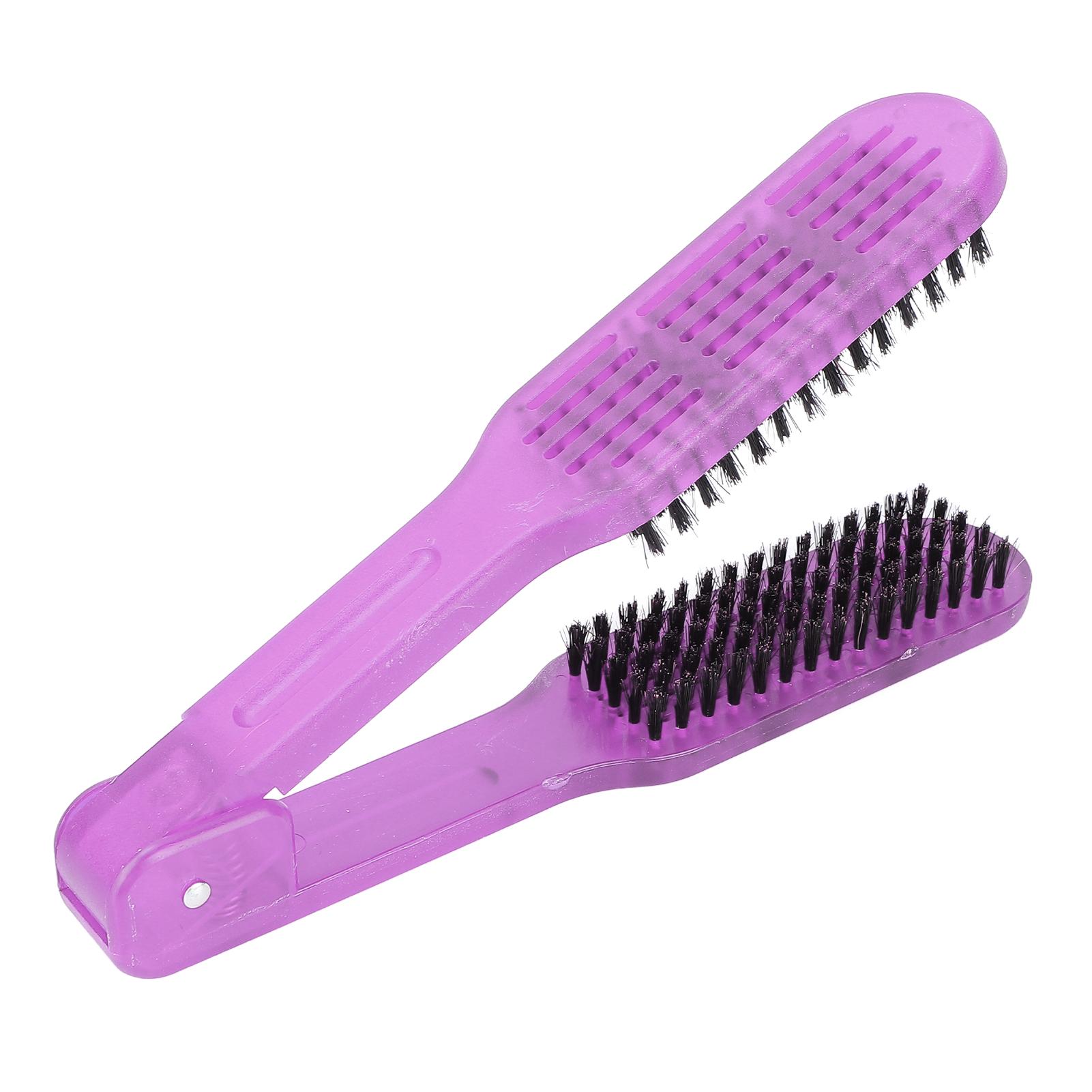 

Щетка для волос с щетиной, антистатическая, термостойкая, двухсторонняя, расческа для волос с щетиной, фиолетовая фиолетовый