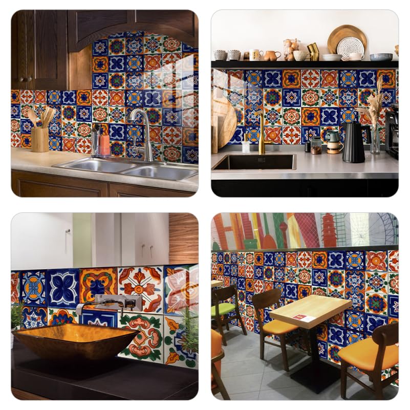 OATIPHO Moroccan Tile Set of Wallpaper Stickers for DIY Peelable Stickers, 10, 20x20cm, Waterproof, Heat-Resistant Kitchen, Bathroom, Toilet,