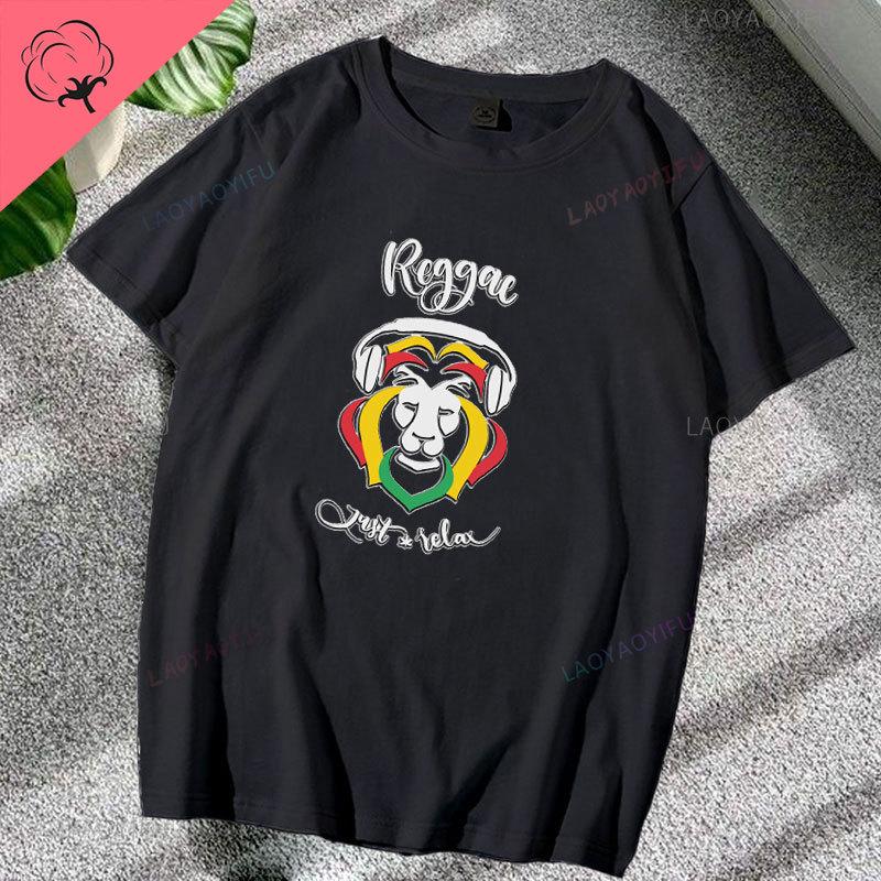 T-shirt Leone Rasta Giuda Cuffie Rastafariano Giamaicano Zion Uomo Cotone di Alta Qualità Canottiera Casual Traspirante Abbigliamento Street