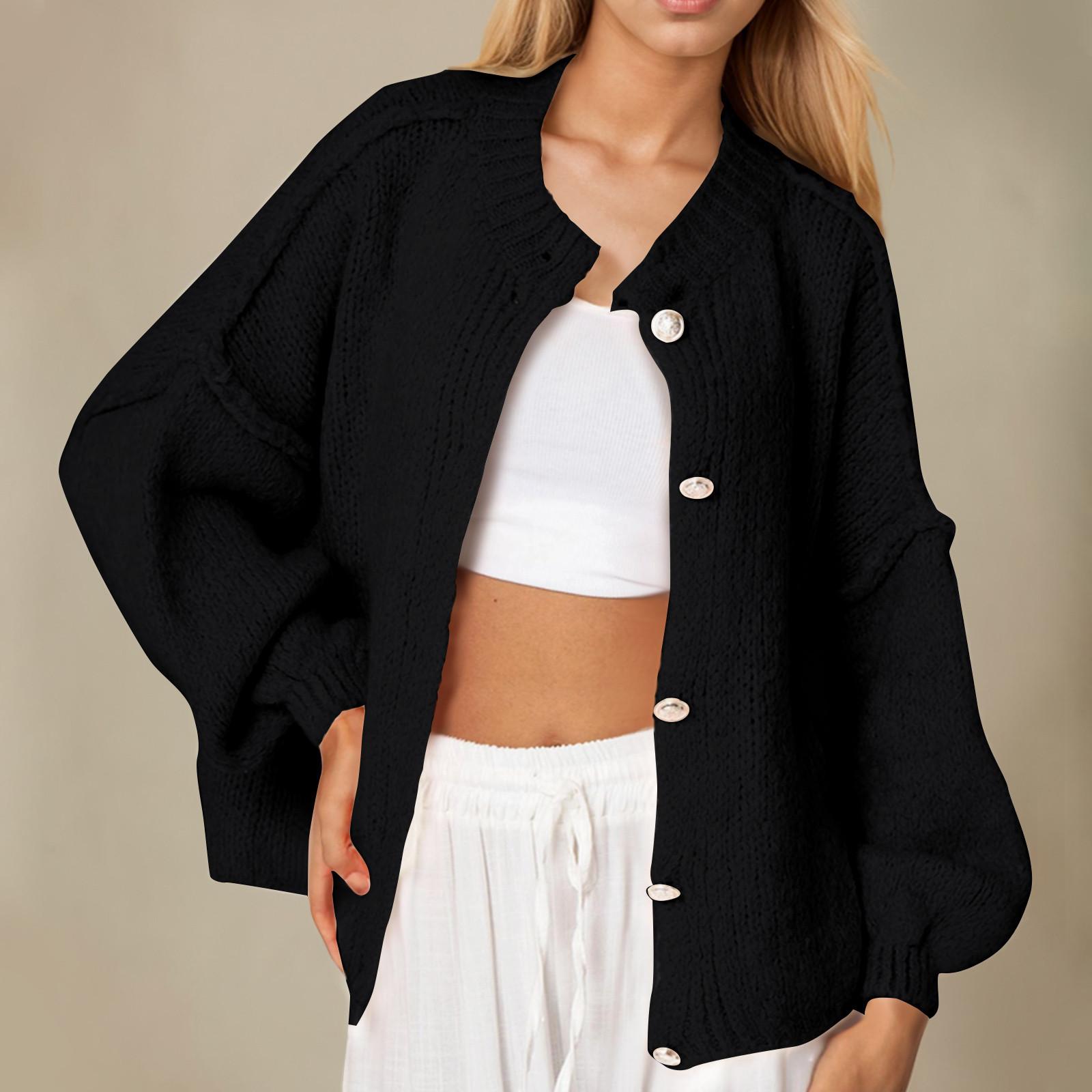 

Women s Cardigan Sweater Clothes Open Front Cable Knit Oversized Winter Outerwear Outerwear S чорний