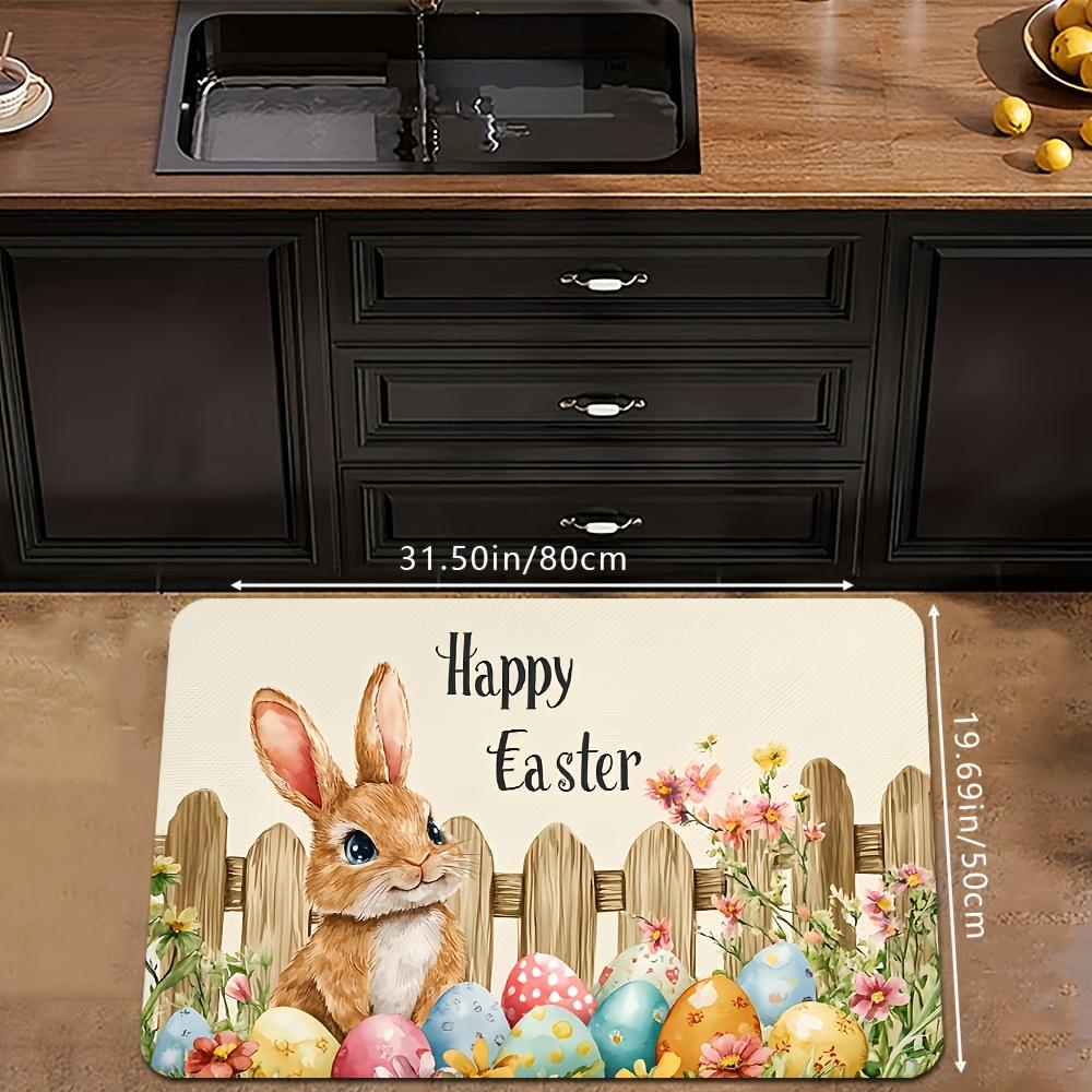 1 sztuka Wodoodporna, antypoślizgowa, grubo amortyzująca mata kuchenna z nadrukiem wielkanocnym, wytrzymała, komfortowa mata do stania do kuchni, łazienki