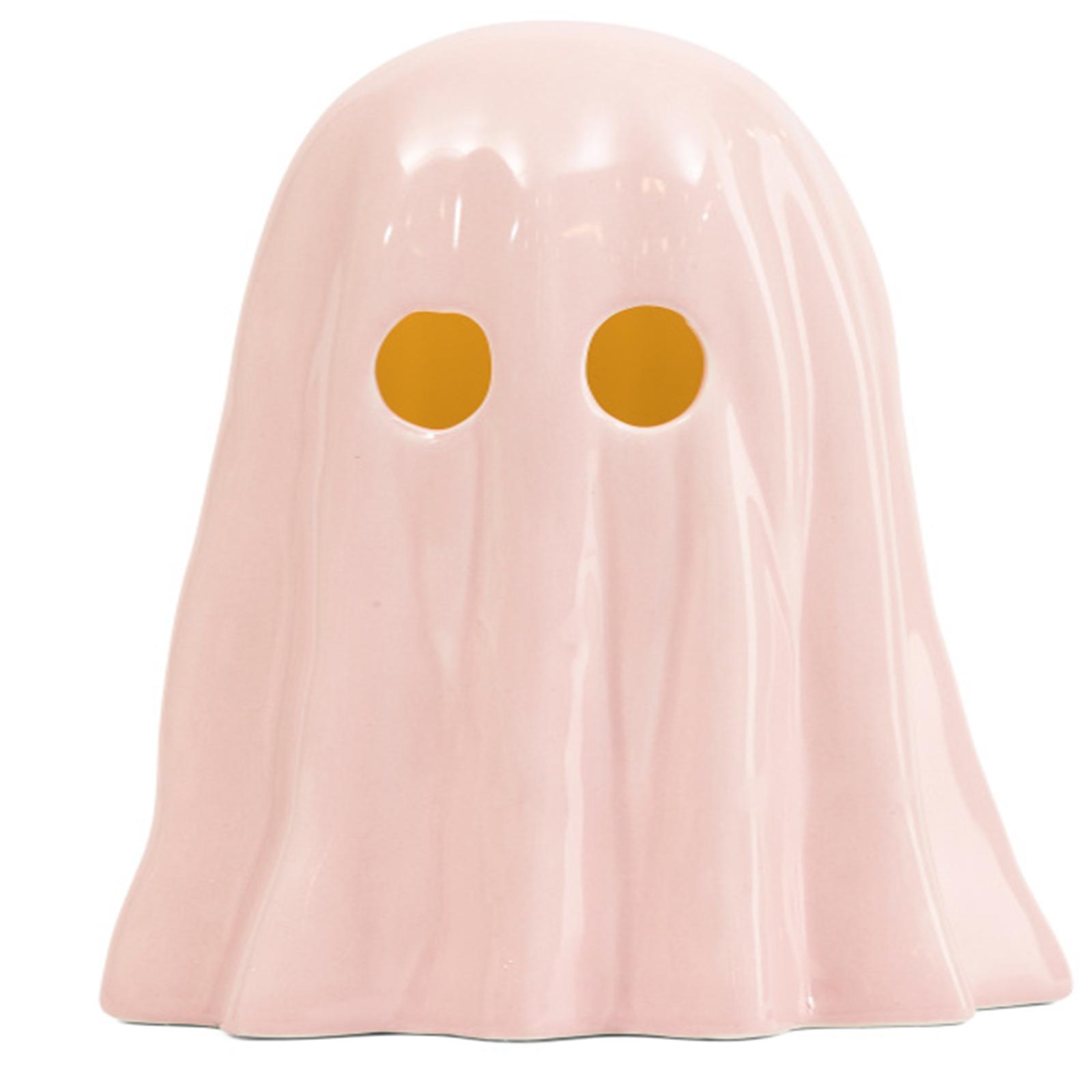

Ceramic Halloween Figurine – Glazed Porcelain Spirit Decoration With Hollow Eyes For Fall Table, Shelf Or Mantel Display – Spooky Cute Decor One Size розовый
