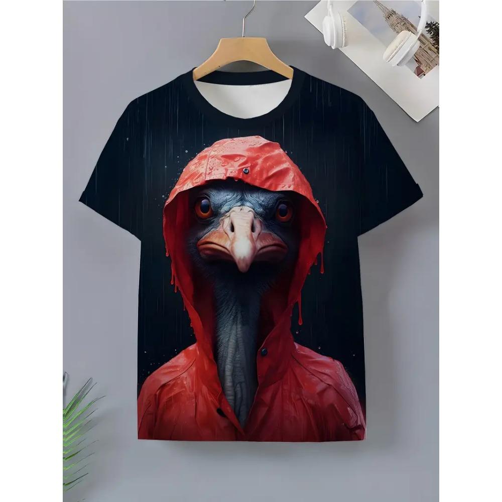 

Summer Ostrich Graphic Printed Funny Animal T-Shirts For Men Fashion Casual Tees Loose Plus Size Women T-shirts XXS