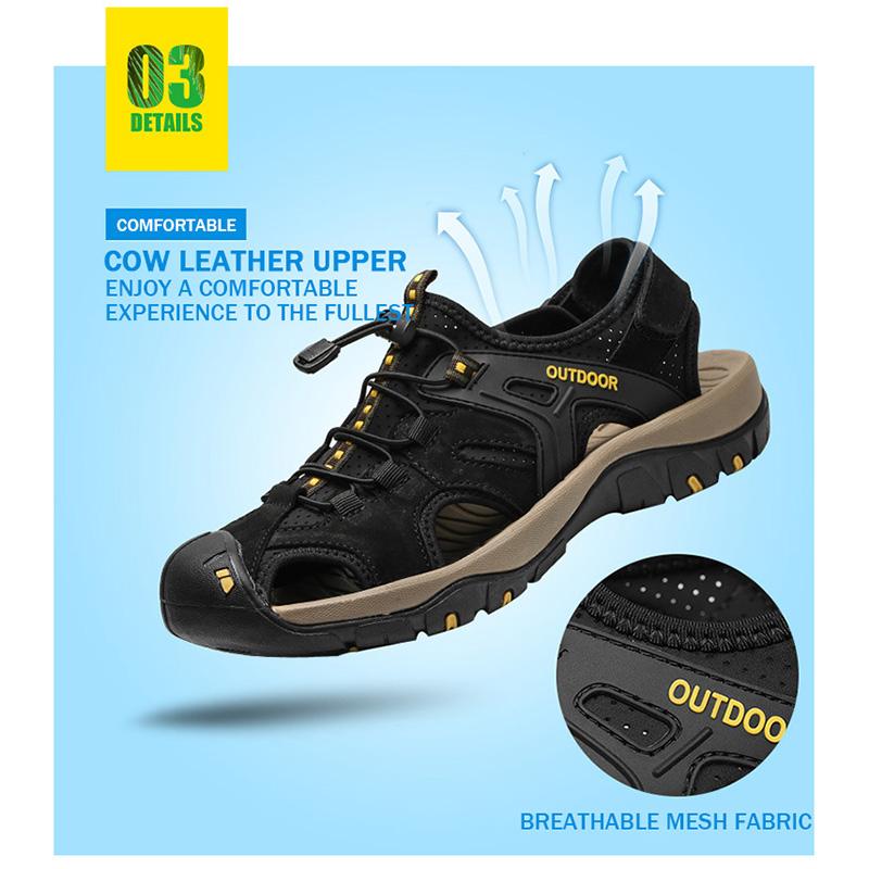 2025 Big Size 48 47 Cowhide Soft Soled Beach Shoes Outdoor Men's Casual Sandals Men Fashion Outdoor Hiking Shoes
