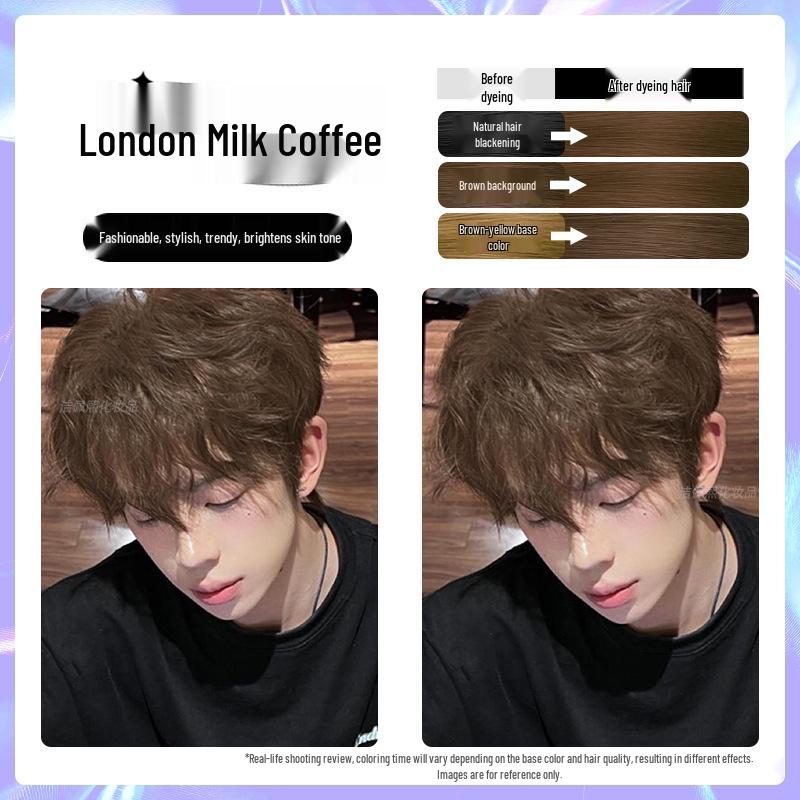 Men's Milk Tea Gray No-Bleach Hair Dye Cream